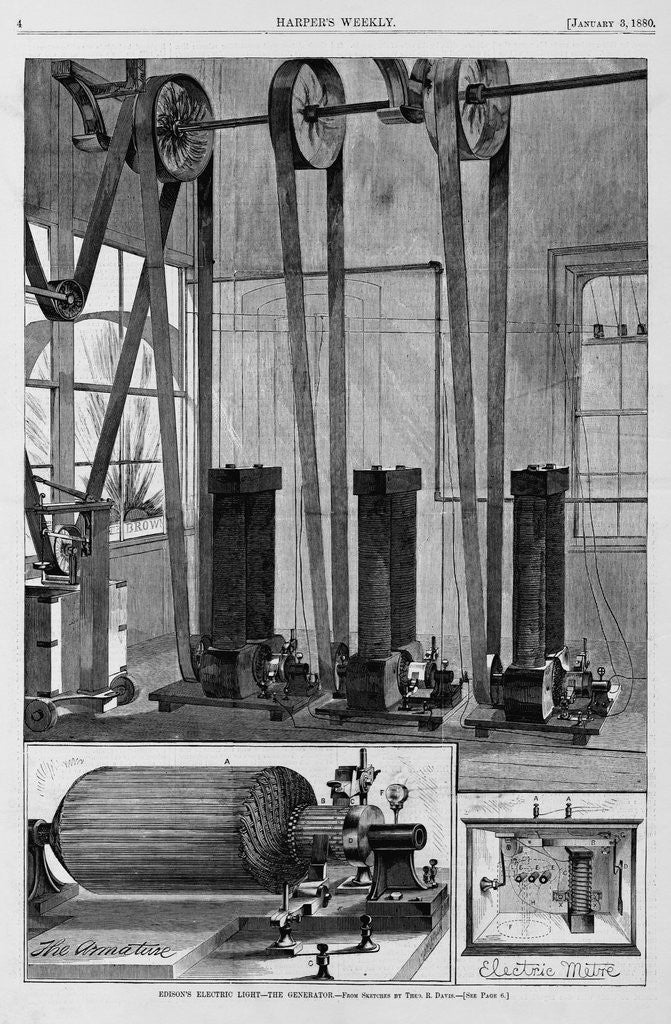 Detail of Edison's Electic Light - The Generator by Theo. R. Davis