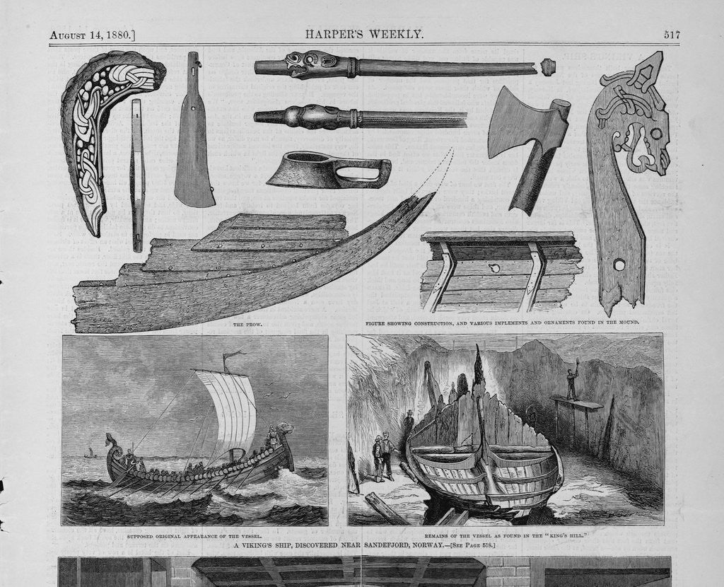 Detail of A Viking's Ship, discovered near Sandefjord, Norway by H.P. Wolcott