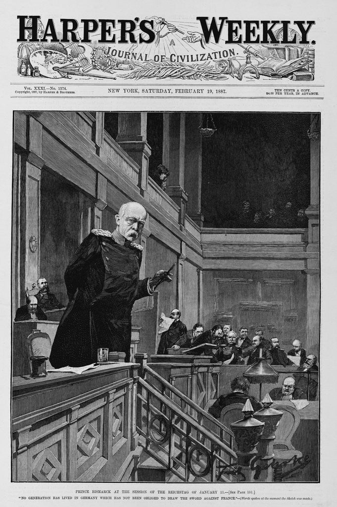Detail of Prince Bismarck at the session of the Reichstag of January 11 by Anonymous