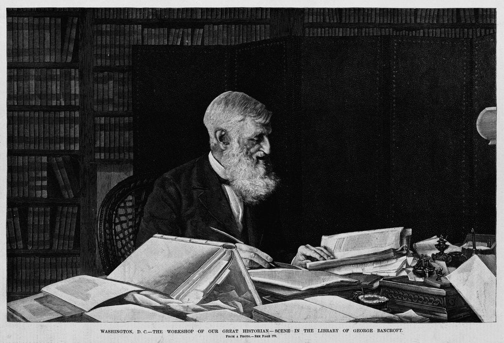 Detail of Washington D.C. - The workshop of our great historian - Scene in the library of George Bancroft. From a photo by Anonymous