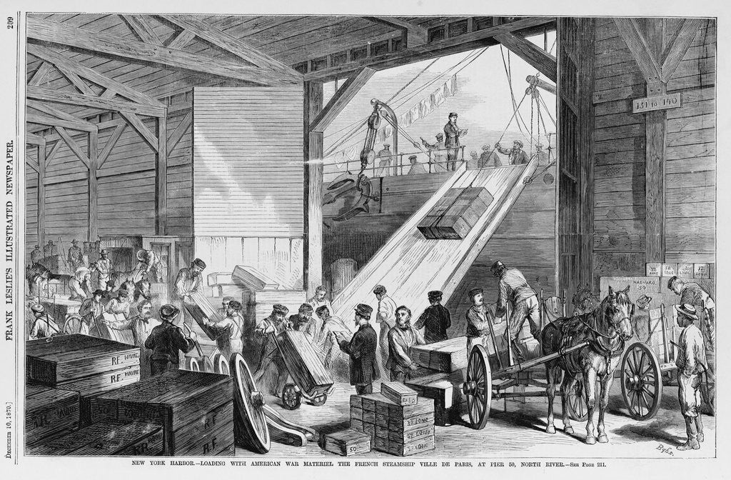 Detail of New York Harbor-Loading With American war Materiel the French Steamship Ville De Paris, at Pier 50, North River by Anonymous