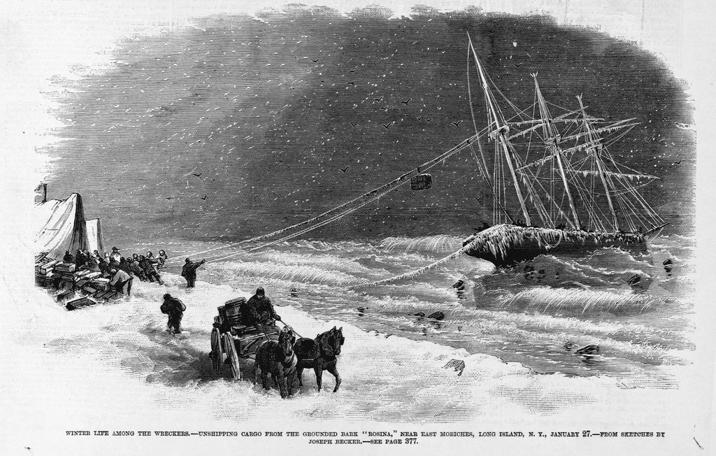 Detail of Winter Life Among the Wreckers.-Unshipping Cargo From the Grounded Bark 