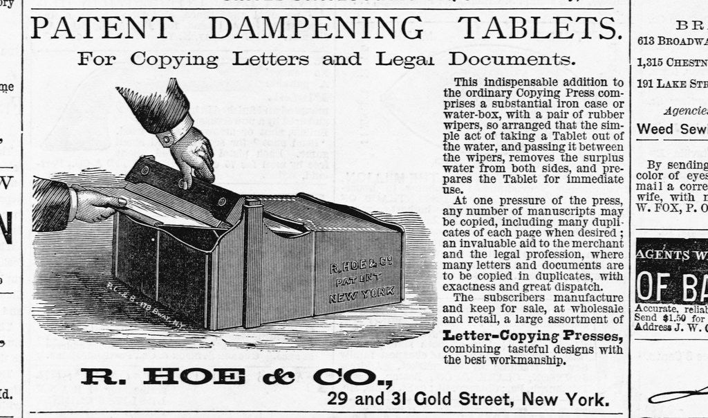 Detail of Patent Dampening Tablets Advertisement by Anonymous