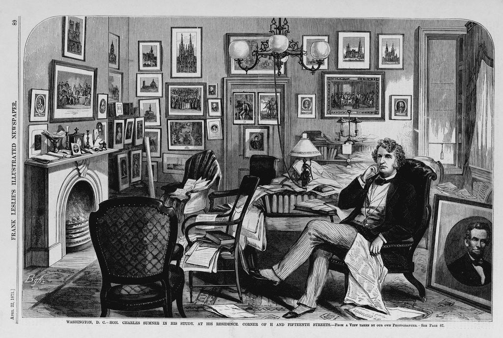 Detail of Washington, D. C.-Hon. Charles Sumner in his Study, at his residence, Corner of H and Fifteenth Streets by Anonymous