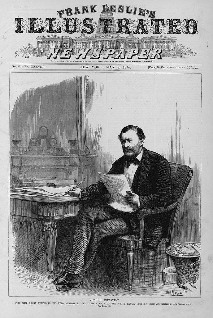 Detail of President Grant Preparing his Veto Message in the Cabinet Room of the White House by Anonymous