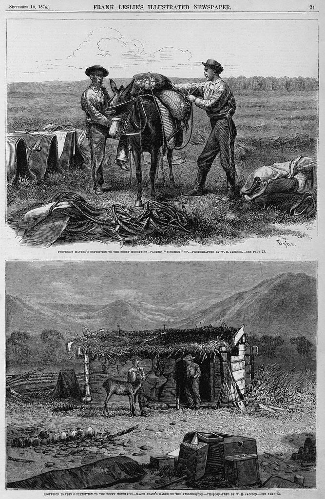Detail of Professor Hayden's Expedition of the rocky Mountains - Packers 'Cinching' Up. Professor Hayden's Exp by Anonymous