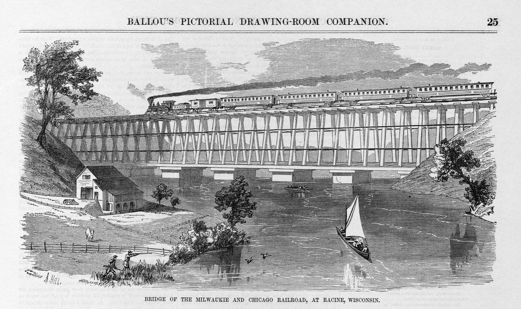 Detail of Bridge of the Milwaukie and Chicago Railroad, at Racine, Wisconsin Illustration by Anonymous