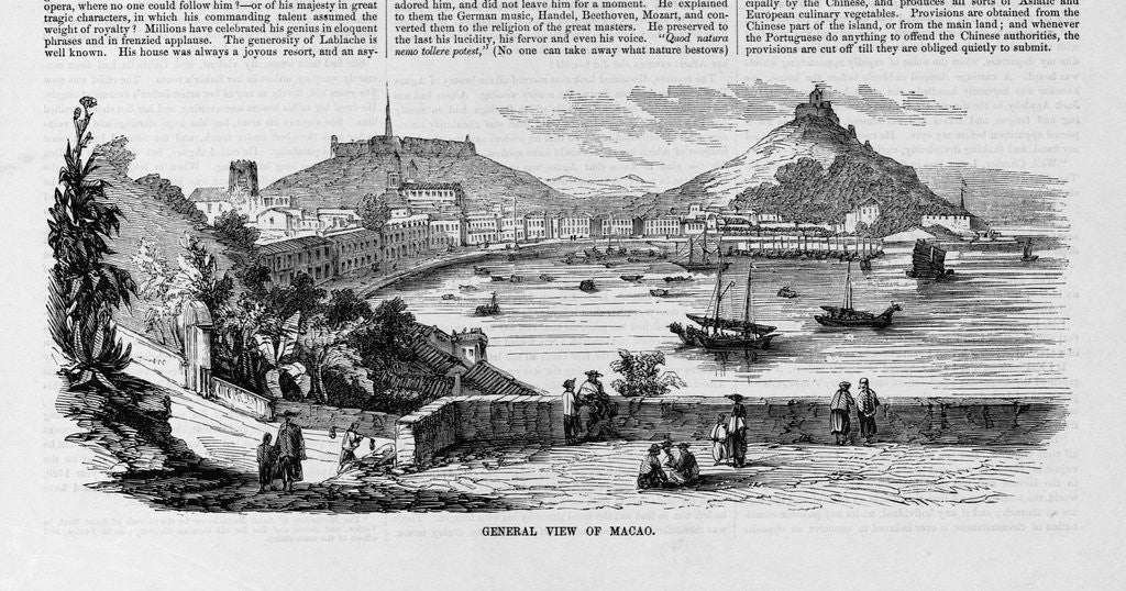 Detail of Wood Engraving of General View of Macao by Anonymous