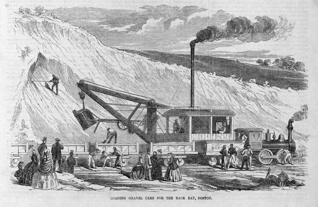 Detail of Loading Gravel Cars for the Back Bay, Boston by Anonymous