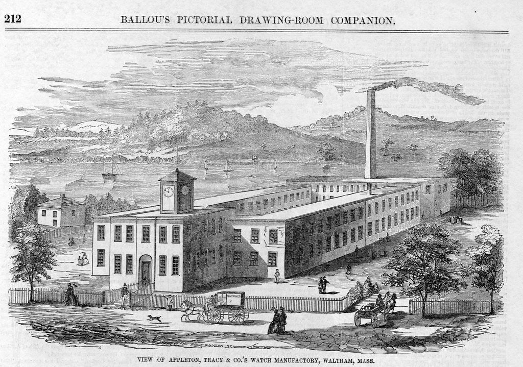 Detail of View of Appleton, Tracy & Co.'s Watch Manufactory Magazine Illustration Published in Ballou's Pictorial Drawing Room Companion by Anonymous