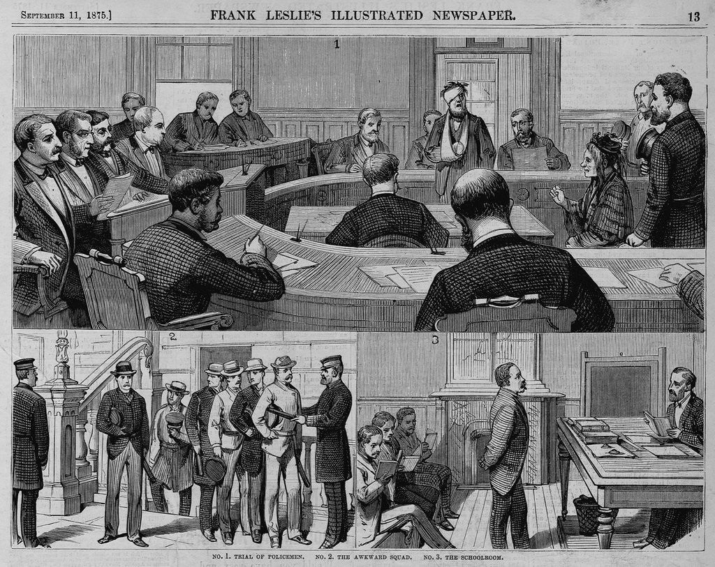 Detail of No. 1 Trial of Policemen. No. 2. The Awkward Squad. No. 3. The Schoolroom by Anonymous