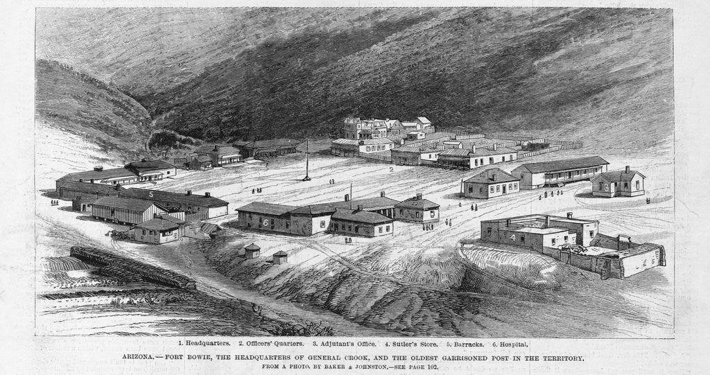 Detail of Arizona - Fort Bowie, the headquarters of General Crook, and the oldest garrisoned post in the territory by Baker & Johnston