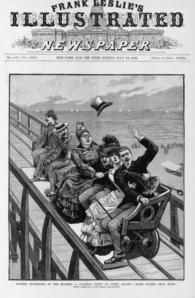 Detail of A Coasting Party at Coney Island Newspaper Illustration Published in Frank Leslie's Illustrated Newspaper by Corbis