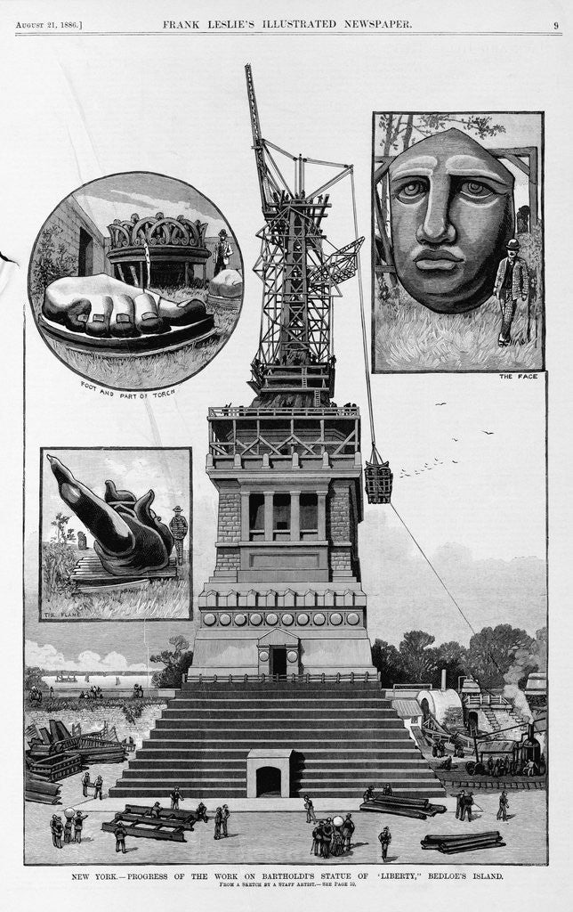Detail of New York - progress of the work on Bartholdi's Statue of 