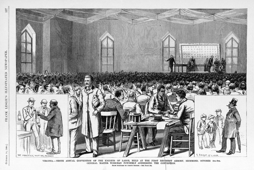 Detail of Virginia - Tenth Annual Convention of the Knights of Labor, held at the First Regiment Armory, Richmond, October 4th - 9th. General Master Workman Po by Anonymous