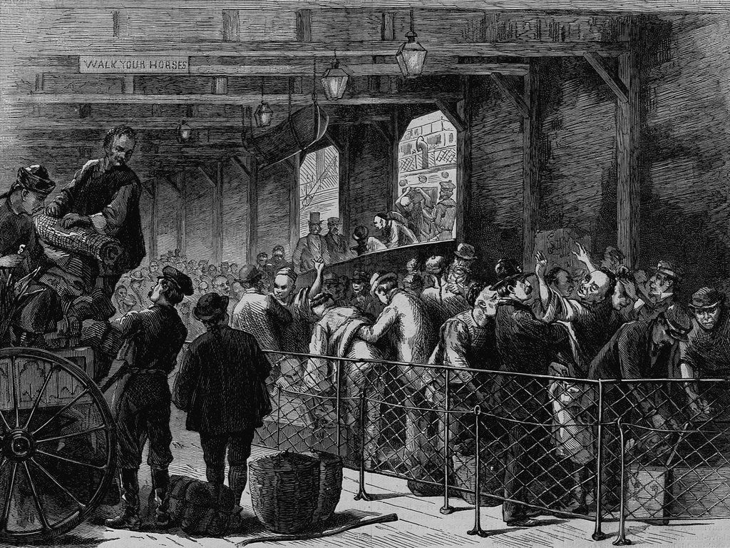 Detail of Searching Chinese immigrants for opium, at San Francisco. From a sketch by W. W. Bode by Anonymous