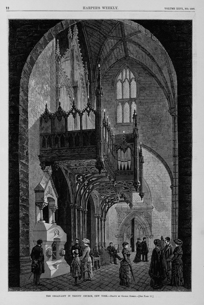 Detail of The organ-loft in Trinity Church, New York by George Gibson
