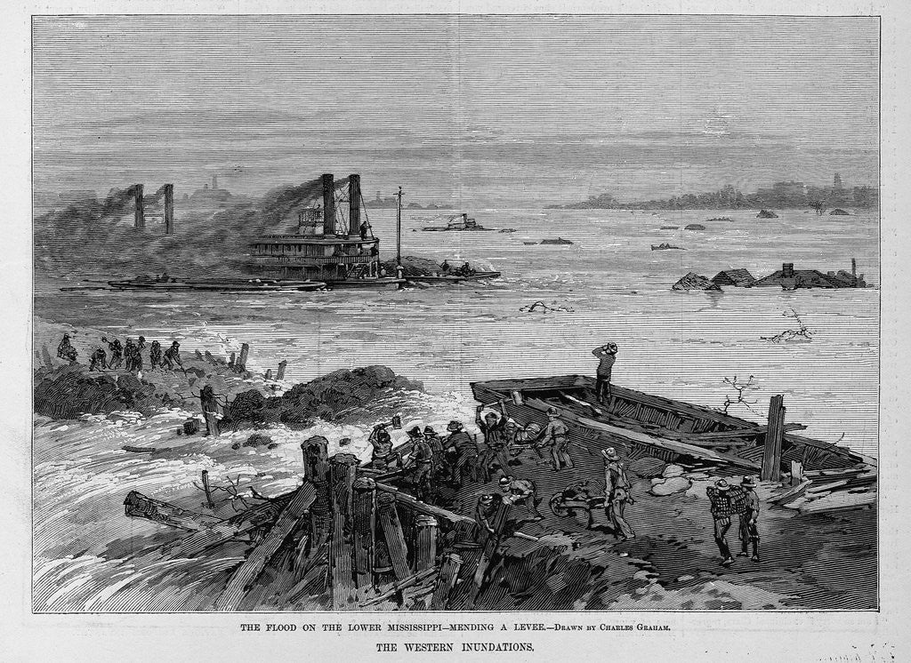 Detail of The flood on the lower Mississippi - mending a levee by Charles Graham