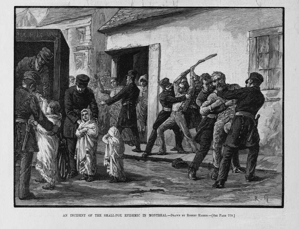 Detail of An incident of the small pox epidemic in Montreal by Robert Harris