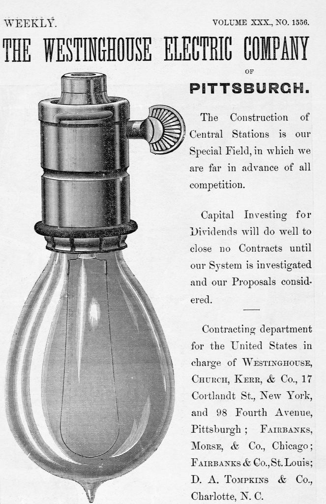 Detail of An advertisement for the Westinghouse Electric Company of Pittsburgh by Anonymous