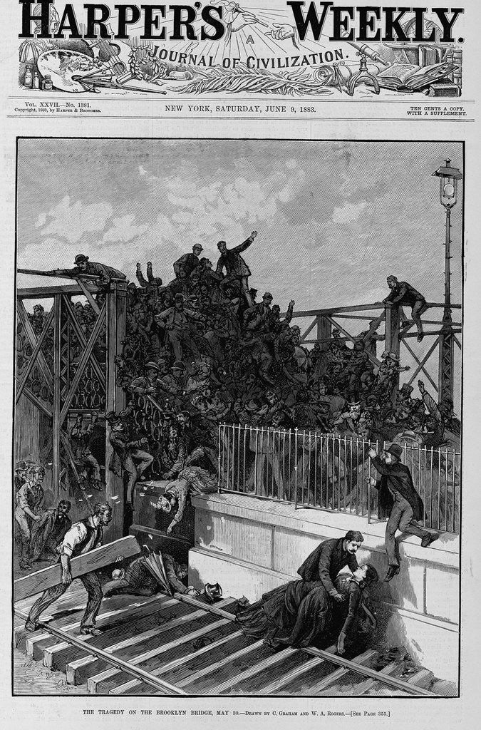 Detail of The tragedy on the Brooklyn Bridge, May 30 by Anonymous