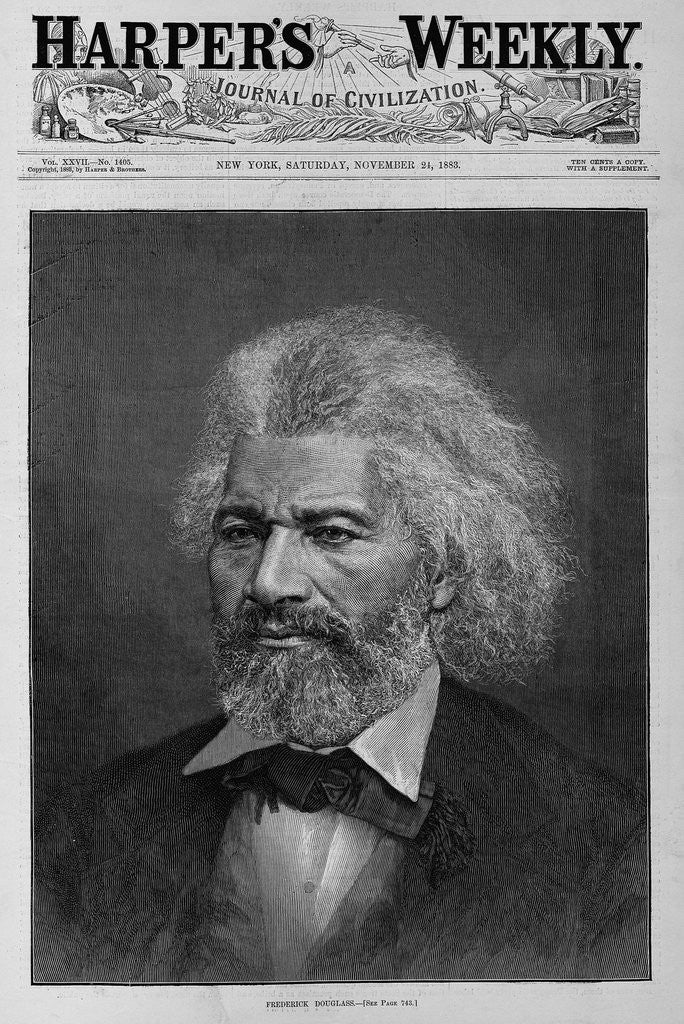 Detail of Harper's Weekly Magazine Cover with Portrait of Frederick Douglass by Anonymous