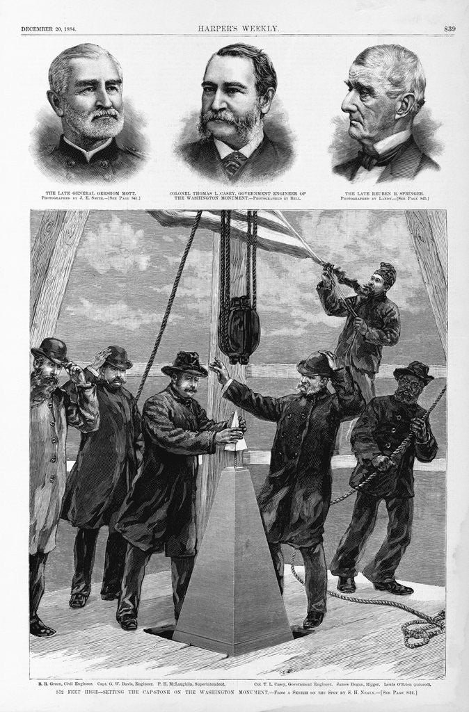 Detail of 572 Feet High - Setting the cap stone on the Washington Monument. From a sketch on the spot by S.H. Nealy by Anonymous