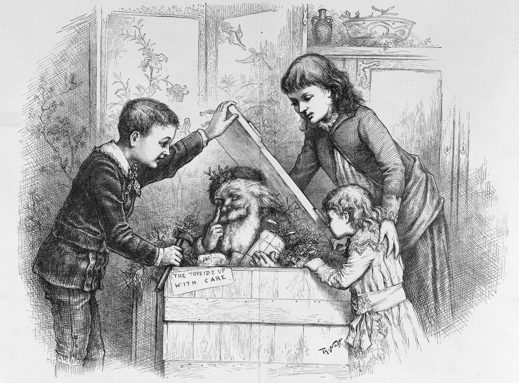Detail of A Christmas Box Magazine Illustration by Thomas Nast