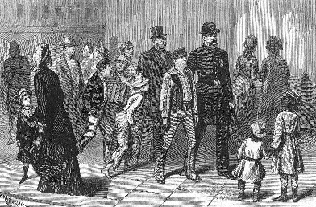 Detail of Illustration of Police Arresting a Man in Manhattan by Anonymous