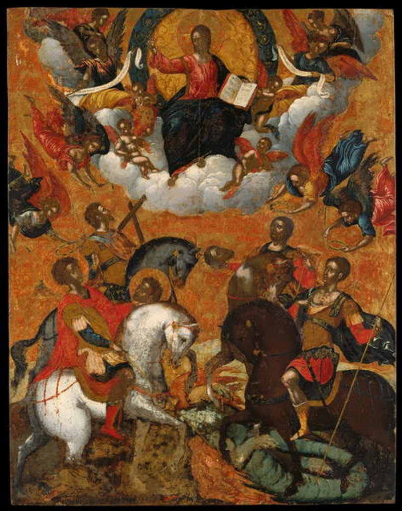 Detail of Icon of Four Military Saints on Horseback by Michele Damaskinos