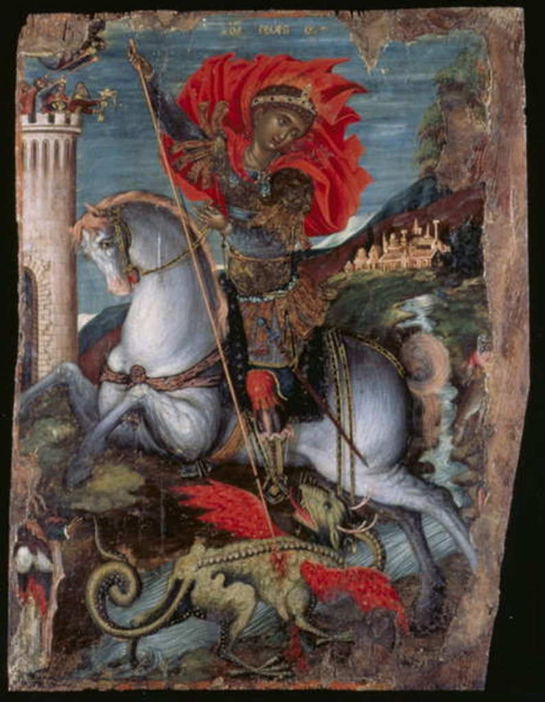 Detail of Icon of St George on Horseback Slaying the Dragon by Georgios Klontzas