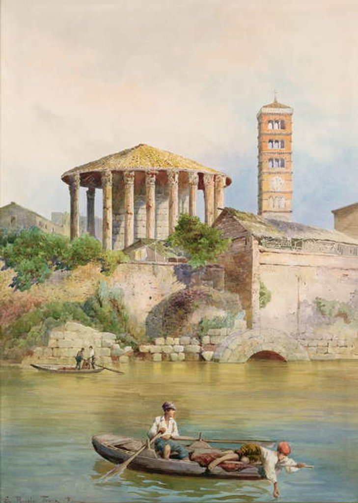 Detail of View of the Sbocco della Cloaca Massima, Rome by Ettore Roesler Franz