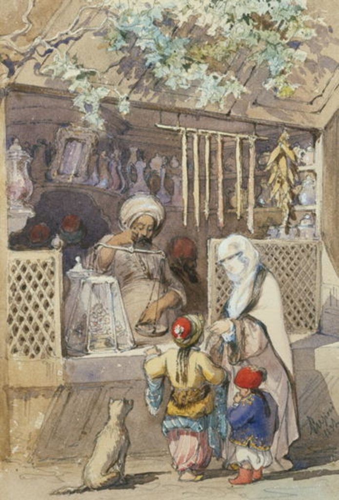 Detail of Turkish Figures at a Sweetmeat Stall, 1851 by Amadeo Preziosi