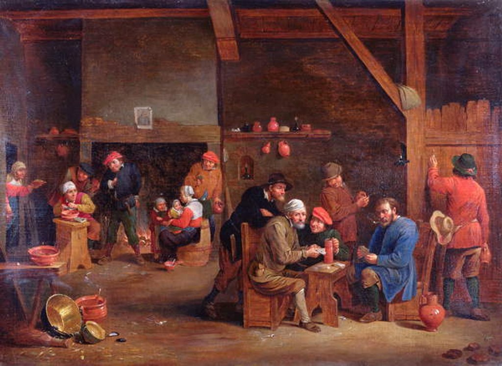 Detail of Tavern interior with card players by Victor Mahu