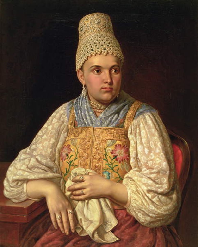 Detail of Portrait of Anna Petrovna Filatova, c.1840 by Russian School