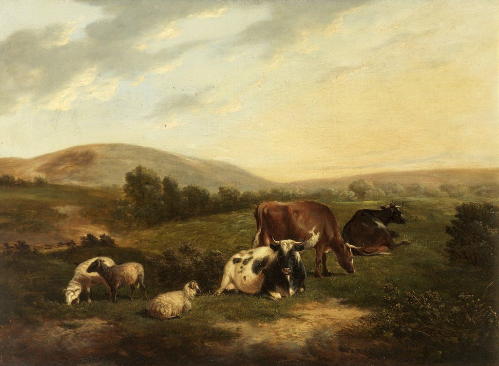 Detail of Cattle on Sussex Downs by Thomas Sidney Cooper