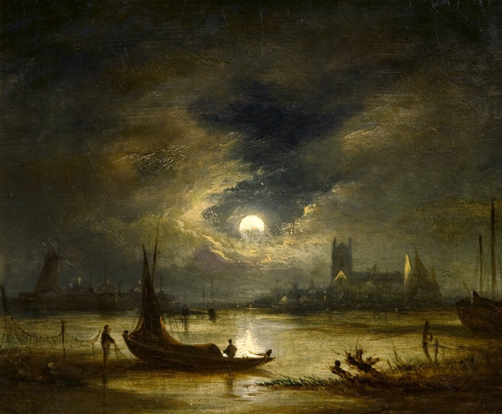 Detail of Moonlight, Norwich by John Crome