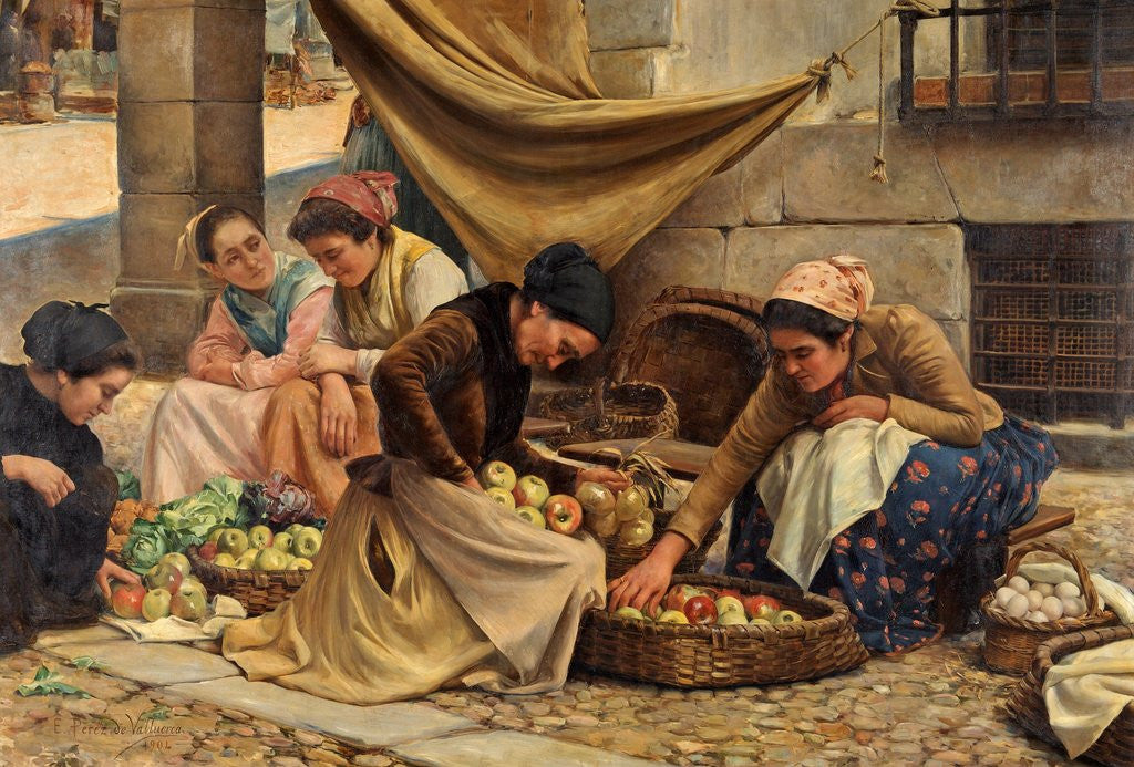 Detail of Spanish Market Women at Bilbao by Eusebio Perez de Valleurca