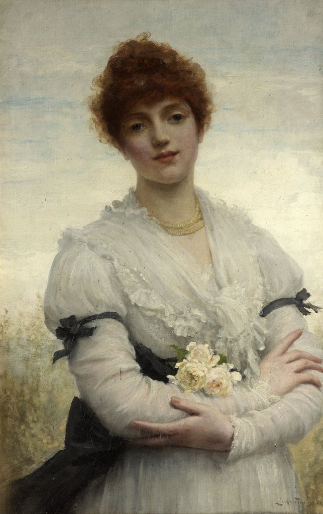 Detail of An English Girl (The Wife of the Artist) by Luke Fildes
