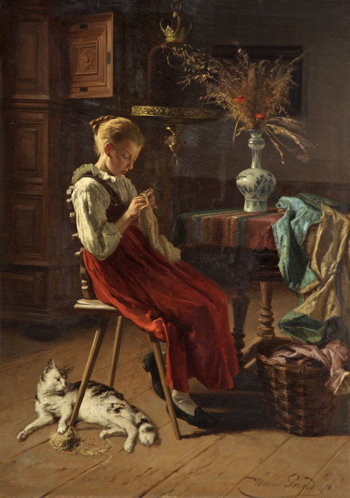 Detail of Girl Knitting by Theodore Gerard