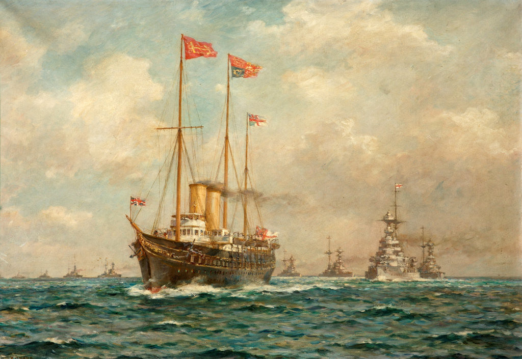Detail of King George V on the 'Victoria and Albert' Takes the Tiller and Orders the Fleet to Sea, July 17th 1935 by Bernard Finnigan Gribble