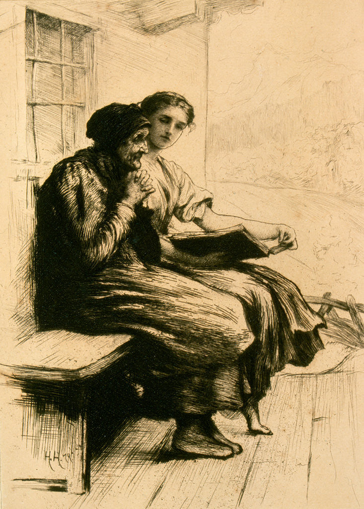 Detail of Words of Comfort or Mother and Daughter by Sir Hubert von Herkomer