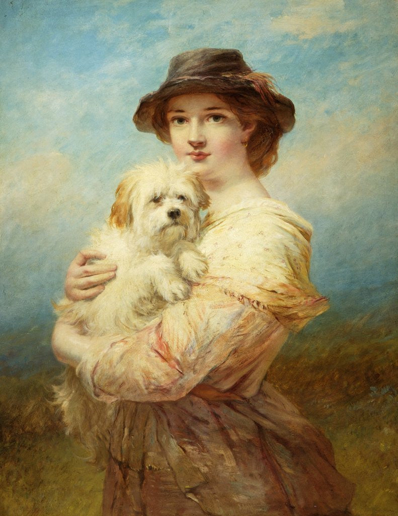 Detail of Young Lady with Dog by James John Hill