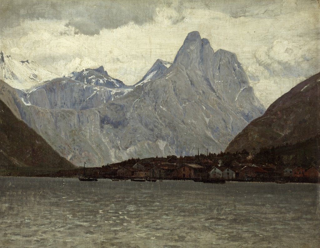 Detail of Norwegian Fishing Village by Lauritz Holst