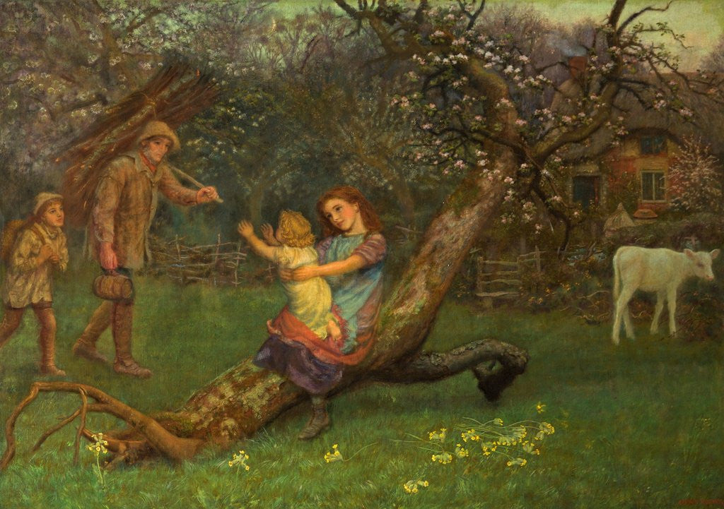 Detail of Evening or Home from Work by Arthur Hughes