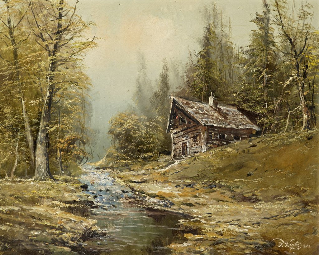 Detail of Waxted Landscape with Hut by J. Kugler