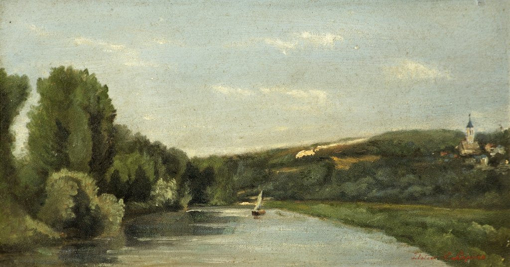 Detail of Yacht sur la Riviere by Stanislaus Victor Edovard Lepine