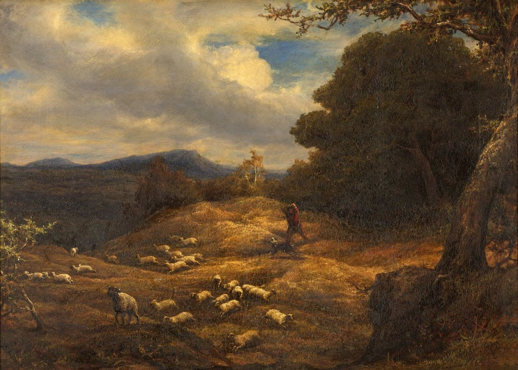 Detail of The Upland Shepherd by William Linnell