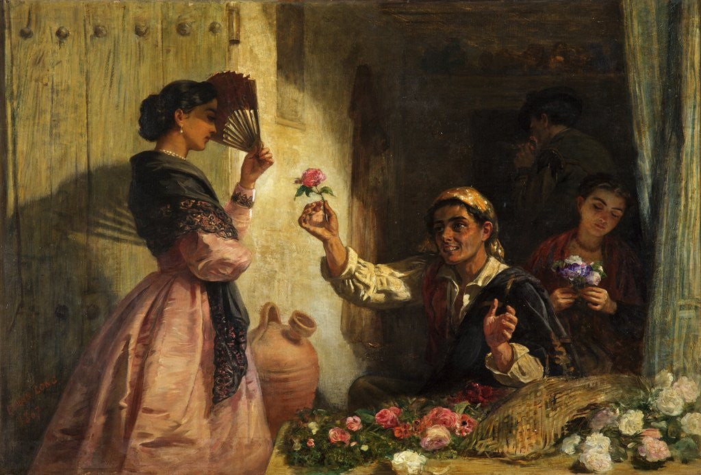Detail of The Spanish Flower Seller by Edwin Longsden Long