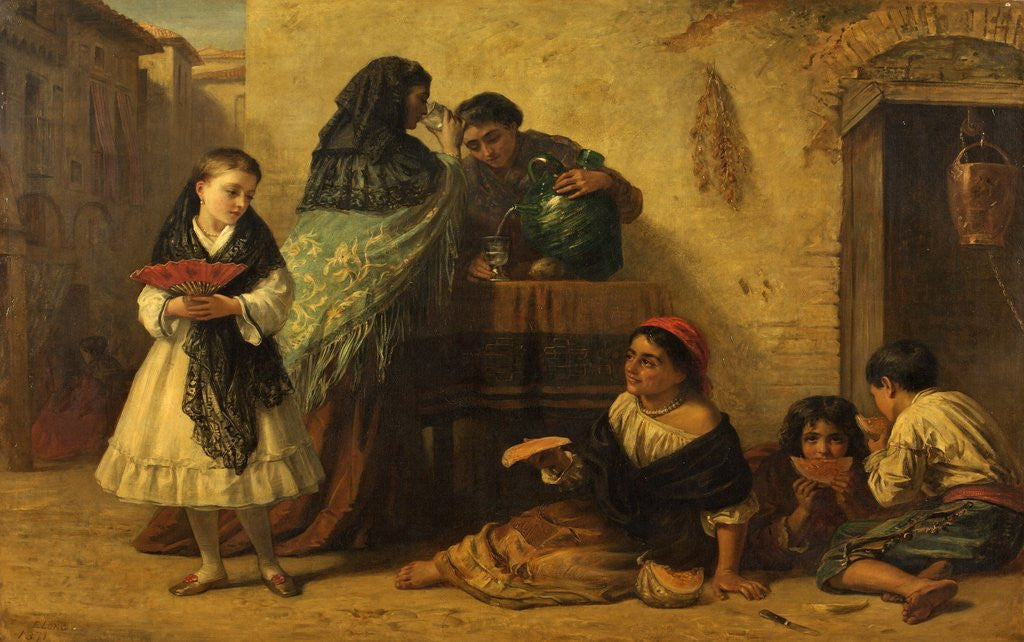 Detail of A Street Scene in Spain by Edwin Longsden Long